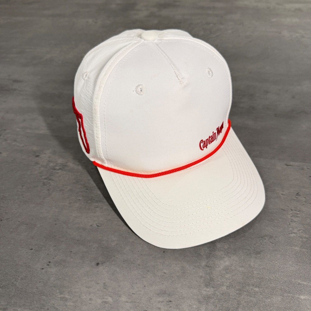 Captain Morgan Snapback Hat‎ Mens White Red Florida Rope Baseball Cap Golf Promo
